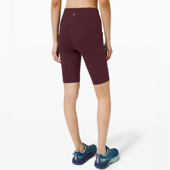 Lululemon Women’s Invigorate High Rise Biker Shorts In Cassis  Burgundy Size 14 - Picture 6 of 12